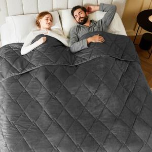 L'AGRATY Queen/King Size Weighted Blanket for Adults 30lbs, 80"x87" Cooling Breathable Heavy Blanket with Glass Beads for Sleeping Perfect Hot Sleepers & Couples Machine Washable All-Season Grey
