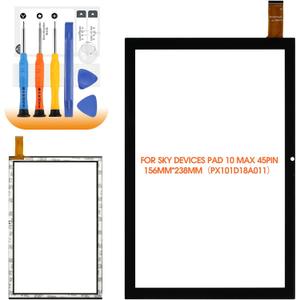for Sky Devices Pad 10 Max Screen Replacement 10.1" for Sky Devices Pad 10 Max Touch Screen Digitizer Replacement Glass Sensor with Tools 45Pin (PX101D18A011) (156mm*238mm)(Camera on The Left)