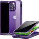 Anti Peeping Case for iPhone 14 Pro Max,360 Degree Double-Sided Privacy Tempered Glass,Shockproof Bumper Privacy Phone Case for iPhone 14 Pro Max,Purple