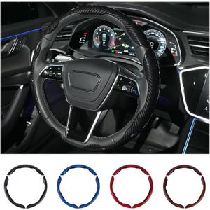 Hiseanllo Carbon Fiber Steering Wheel Cover 3PCS Set Anti-Slip, Scratch-Resistant, Universal Fit for 14-16 Inch Wheels Interior Car Accessories for Cars, SUVs, Trucks (Black)