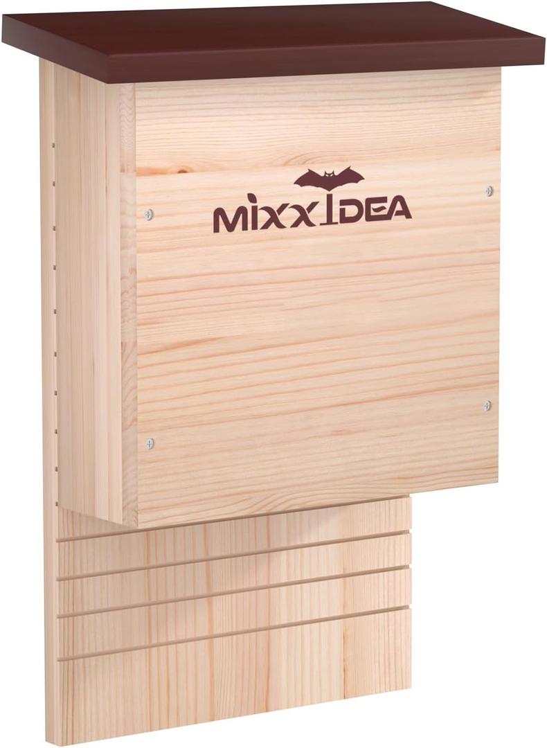 MIXXIDEA Bat House Bat Box Double Chamber Outdoor House Nursery Bat Shelter Habitat Big bat Box Handcrafted from Cedar Wood - Easy for Bats to Land and Roost - Weather Resistant & Ready to Install