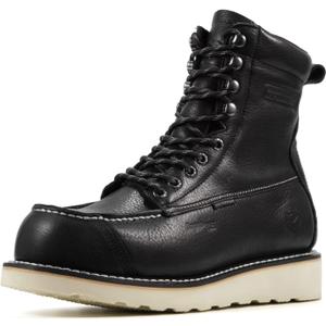 SUREWAY Mens 8" Heavy Duty Waterproof Work Boots for Men - Composite Toe,EH Construction Industrial Safety Leather Boots,GoodyearWelt,Lace Up Wedge Moc Toe,Oil/Slip Resistant Comfortable Outsole (12)