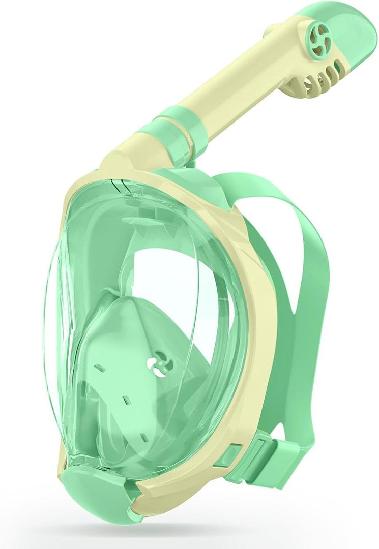 Greatever Snorkeling Gear for KidsIdeal Gifts of Kids Snorkel MaskFull Face Snorkel Mask Kids with Camera MountSafe Breathing for Enchanting Travel (A3-Yellow Green)