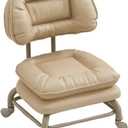 Home Living Household Pulley Low Stool Fashionable Chairs Bedroom Chair with Backrest Living Sofa Stool(Khaki)