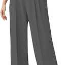 Betusline Women's Wide Leg Pants Business Casual Straight Office Trousers for Women,1#Grey, Medium (Gray, M)