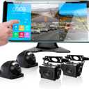 4K Backup Camera 4 Channel 360 Dash Cam with 10.36" Quad Split Touch Screen & 4 AHD Front Rear Sides View Camera w/DVR Recording Music Video Playback Avoid Blind for RV Semi Trailer Truck Van