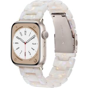 V-MORO Resin Bands Compatible with Apple Watch Series 8/9/10 Band 46/45/44/42mm Starlight Buckle Fashion Lightweight iPhone Watch Strap Wristband for iwatch Series 7/SE/6/5/4/3/2/1(Aurora Whtie)
