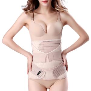 ChongErfei 3 in 1 Postpartum Support - Recovery Belly/Waist/Pelvis Belt Shapewear Slimming Girdle, Beige, L For Posture Correction