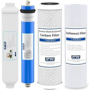 IPW Industries Universal 4-Stage Under Sink Reverse Osmosis Replacement Filter Kit | Replace Every 6-12 Months for Pure, Refreshing Water