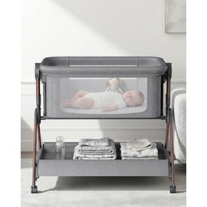 Winchild Bassinet, 3-in-1 Baby Bassinet Bedside Sleeper, Gray
