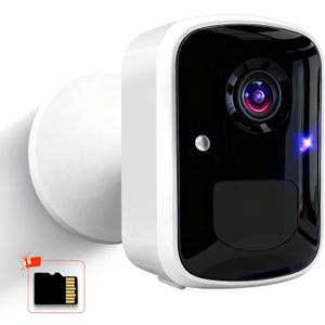 Wireless Security Camera, WiFi Battery Powered Camera with 3MP Pixel, AI Motion Detection, 2-Way Talk, Spotlight, Siren, IP65, Cloud/Up to 256G SD Storage (Provide SD Card About 180 Days of Storage)