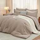 MUXHOMO 7 Pieces King Comforter Set, Soft Bed in a Bag King Size, All Season Bedding Set with Comforter, Flat Sheet, Fitted Sheet, Pillowcases & Shams, Linen