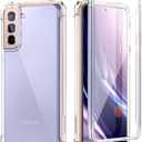 SURITCH for Samsung Galaxy S21 Clear Case 6.2", [Built-in Screen Protector] Full Body Protective Hard Shell+Soft TPU Phone Case for Samsung S21 -(Full Clear)