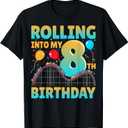 Rolling Into My 8th Birthday Roller Coaster 8 Years Old T-Shirt