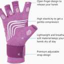 Duerer Arthritis Compression Gloves with Straps, Women Men for RSI, Carpal Tunnel, Rheumatoid, Tendonitis, Hand Pain, Hand Support. Fingerless Gloves for Computer Typing and Daily work (Purple, S) (Small (1 Pair))