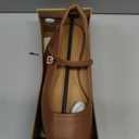 .5Womens Ballet Mary Jane Flats Shoes Adjustable Strap Square Closed Toe Chic Footwear with Latex Insole,6.5