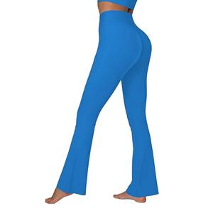 Sunzel Sunzfly Invisible Butt Scrunch Flare Leggings for Women, Mini Flared Yoga Pants with Tummy Control and High Waist 30" Classic Blue X-Large