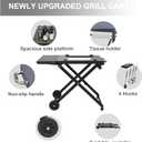 Grill Cart for Ninja OG701 OG751 OG700 Series, Collapsible Grill Stand for Ninja Woodfire Grill, BBQ Cart with Side Table, Tissue Holder and 4 Hooks
