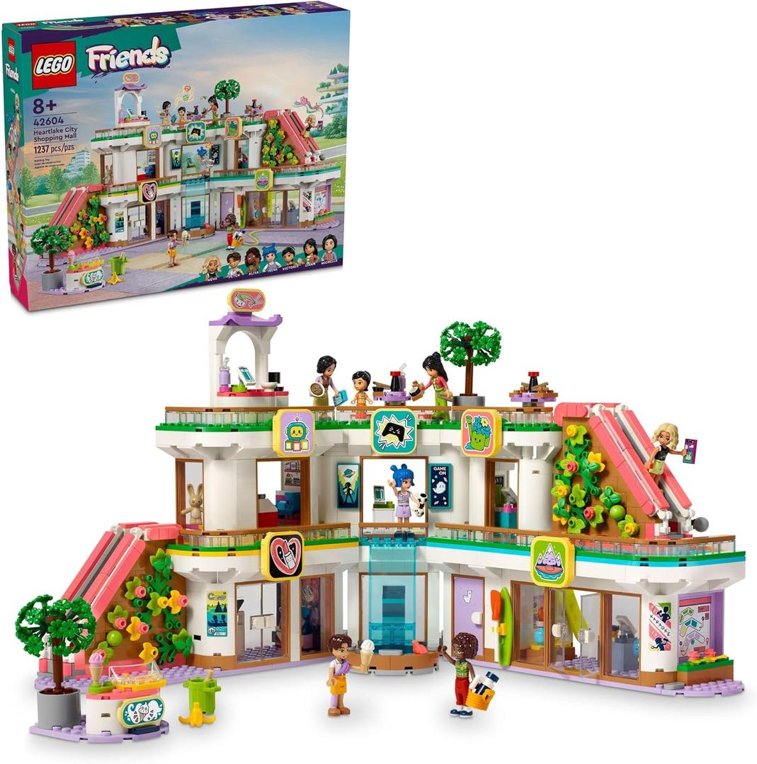 LEGO Friends Heartlake City Shopping Mall Toy, Building Kit with Mini-Doll Accessories for Kids to Build Social Skills and Play Together, Gift Set for 8 Year Old Kids, Girls and Boys, 42604