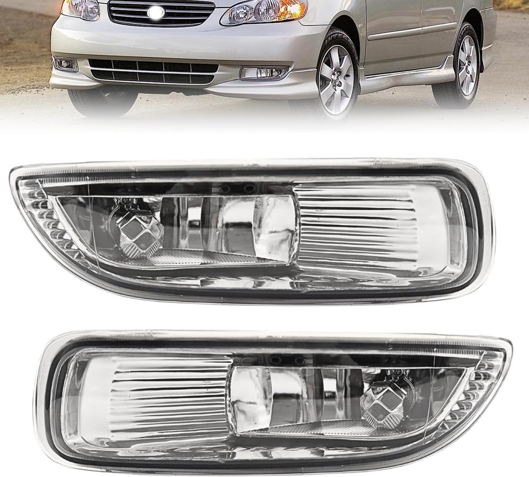 WILD BEAR Fog Lights Assembly Compatible with 2003 2004 Corolla w/Bulbs Clear Lens A Pair of Fog Lamps (Driver and Passengerb Side), Halogen, 03-04 corolla