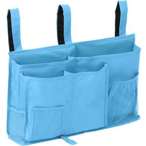 Sugaroom Bedside Storage Caddy, Bunk Bed Organizer Bed Storage Pocket Bedside Organizer Hanging Bed Storage Caddy for College Dorm Room, Hospital Bed Rails, Baby Bed, Camp (Large, Sky Blue)