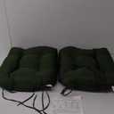Outdoor Chair Cushions Set of 2, Patio Chair Cushions with Ties, 19x19+5 Tufted Outdoor Seat Cushions, Waterproof Patio Furniture Cushions, Outdoor Dining Chair Pads, Forest Green
