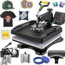 VEVOR Heat Press Machine 8 in 1 Combo 15x15 Inch, 360 Swing Away Digital Tshirt Press Machine, Clamshell Sublimation Heat Press for Printing T-Shirt Hat Mug Plate Vinyl, Heat Transfer Projects