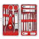 Cute Manicure Set for Women,Nail Clipper Grooming Kit for Teen Girls, Girlfriend, Wife, Mom,Small Gift Idea for Christmas Stocking Stuffers or Birthday Gift (Red)