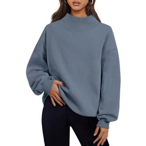 Trendy Queen Womens Oversized Sweatshirts Mock Neck Pullover Long Sleeve Tops Fall Fashion Outfits 2026 Clothes (M)