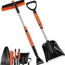 45.6" Ice Scraper and Snow Brush for Car Windshield [Silicone Bristles] ,3in1 Extendable Emergency Snow Shovel with Ergonomic Foam Grip and 360° Pivoting Brush Head for Christmas, Car Auto Truck SUV, Some Parts Missing