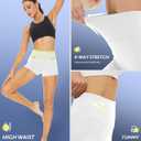 CAMPSNAIL Workout Biker Shorts Women - 3"/5"/8" High Waisted Tummy Control Spandex Booty Volleyball Shorts for Yoga Dance (White, S)