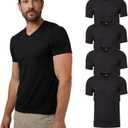32 Degrees Mens 4 Pack Cool V-Neck T-Shirt | Anti-Odor | Quick Drying | 4-Way Stretch (XX-Large, Black)