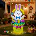 Cllayees 5 FT Easter Inflatable Outdoor Decoration, Inflatables Bunny with Basket and Eggs, Happy Easter Blow up Rabbit for Yard Lawn Garden Holiday Party