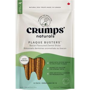 3 x Crumps' Naturals Bacon Dental Dog Treats (10 count), 7" (EXP 03/15/28)