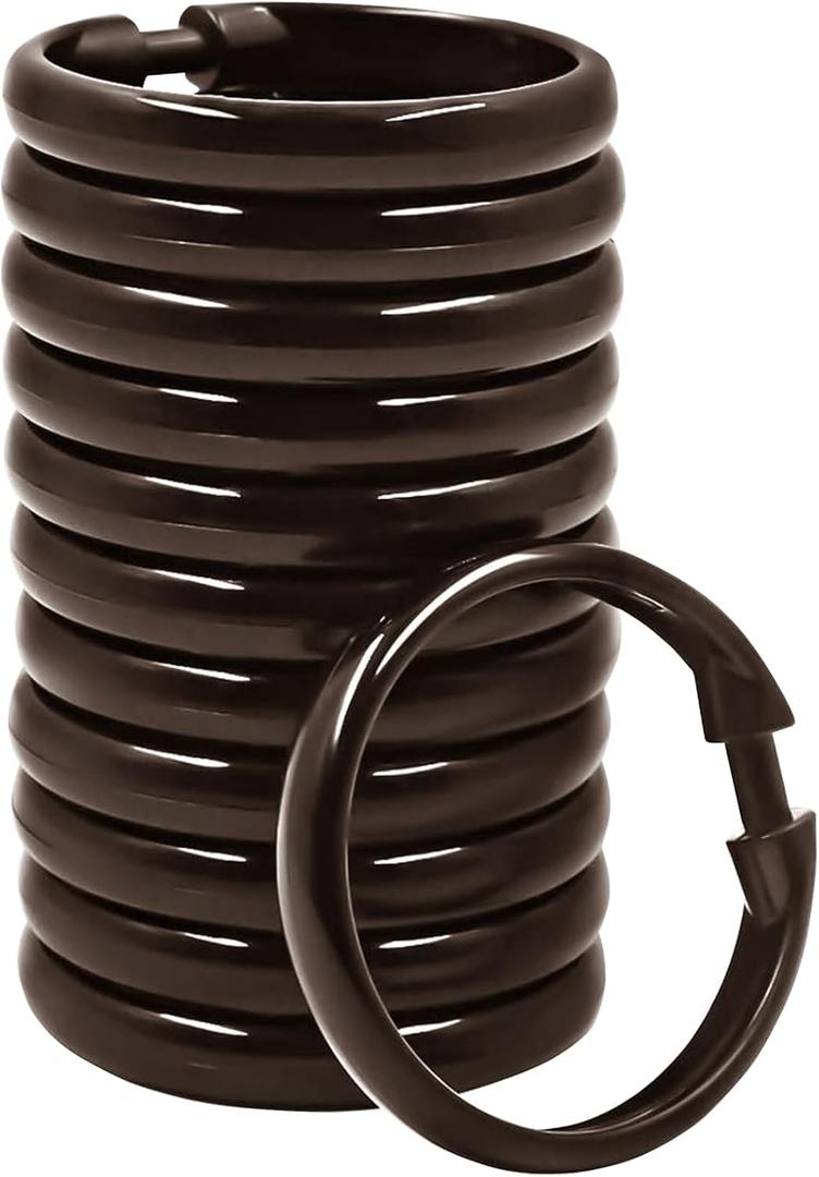 Qulable Shower Curtain Rings-12 Pack- Plastic Shower Curtain Hooks O-Shaped Rings Hook Glide Easily on Bathroom Shower Rod(Bronze)