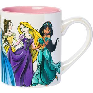 Silver Buffalo Disney Princesses Featuring Jasmine, Rapunzel, Belle, Cinderella, Ariel, Aurora, Snow White, and Tiana Pretty Pearlescent Ceramic Mug, 14 Ounces