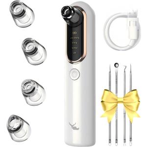 Yccu Blackhead Remover Vacuum Blackhead Vacuum Remover Pore Extractor Blackhead Remover Tool Black Head Remover for Face Blackhead Extractor Pore Cleaner Vacuum with USB Charge 4 Modes 5 Suction Heads