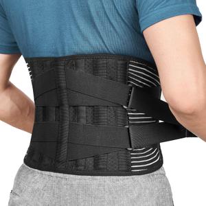 FREETOO Back Braces for Lower Back Pain Relief with 6 Stays, Breathable Back Support Belt for Men/Women for Work , Anti-skid Lumbar Support Belt With 16-Hole Mesh for Sciatica(S)