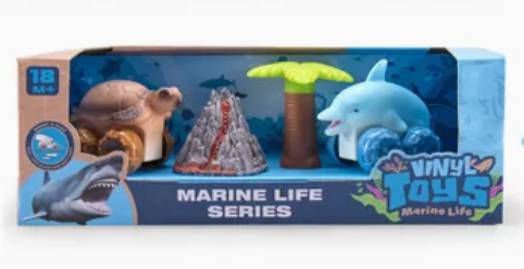 Misco 4pcs Animal Figures Marine Life Series Soft Squeezable Vehicles