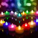 BEICHI Color Changing LED Tea Lights Bulk, 24 Pcs Flameless Tealight Candles with Colorful Lights, Battery Operated Colored Fake Candles, No Flickering Light, [White Base]