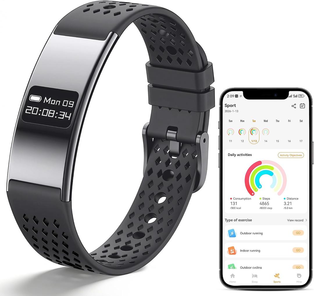 Smart Bracelet for Women Men,Wearable Activity & Fitness Tracker,All-Day Heart Rate/Stress/HRV/Step Monitor,24H Sleep Tracker,Multiple Sport Modes Smart Wristband with 2 Bands, Free APP