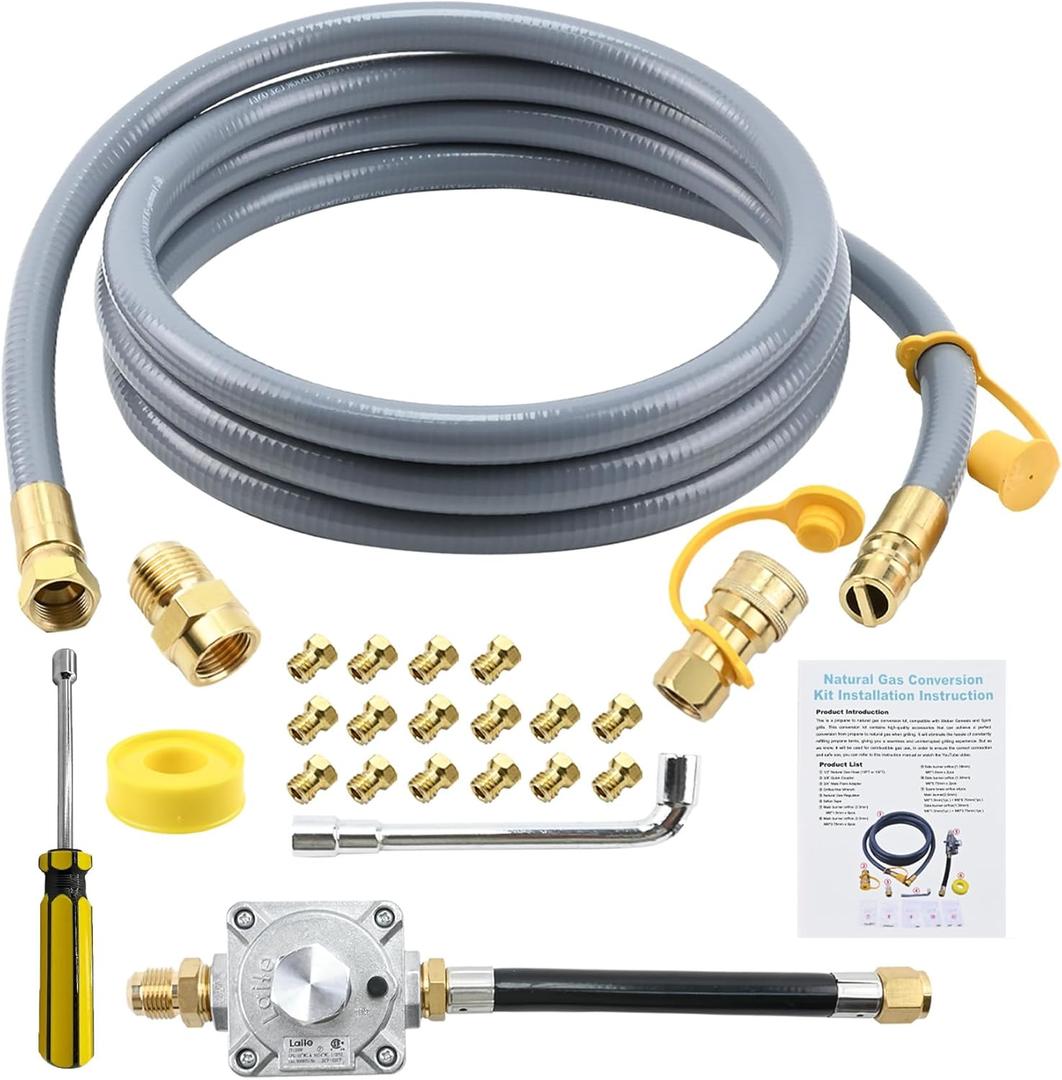 Propane to Natural Gas Conversion Kit for Grill Compatible with weber genesis, genesis II, spirit and spirit II etc,10FT 1/2" Natural Gas Conversion Kit with Regulator for weber Grills
