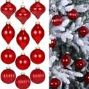 12 Pcs Mercury Glass Christmas Ornaments 2.36"3.15" Christmas Ball Ornaments Assorted Mercury Hanging Decor for Xmas Tree Decoration (Red)