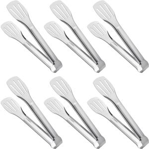 Serving Tongs Kitchen Tongs,Buffet Tongs, Stainless Steel Food Tong Serving Tong,small tongs 6 Pack (9 Inch)