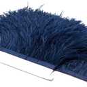 2 Yards Natural & Soft Ostrich Feathers Fringe Trims Ribbon - Used for Dress, Sewing Decoration, Craft Clothing, Boots, Wedding Decoration, DIY, Etc (Navy Blue)