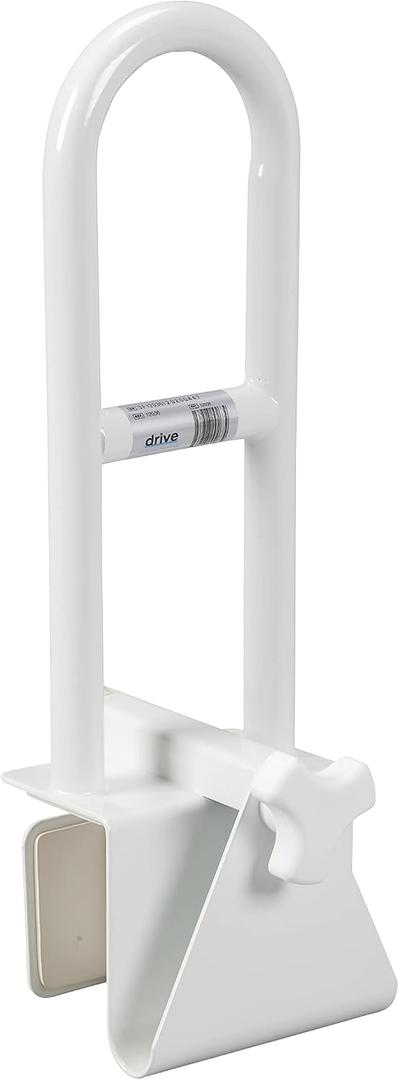 Drive Medical 12036 Handicap Grab Bar, White White Handicap Grab Bar Adds Secure Support and Stability for Bathroom Safety and Everyday Mobility Assistance, 14.5"L x 3"W