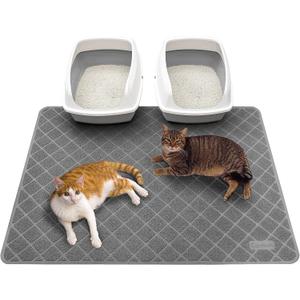 Conlun Cat Litter Mat Litter Trapping Mat, 47" x 35" Premium Durable PVC Grid Mesh with Scatter Control, Non-slip, Less Waste Cat Litter Box Mat, Soft on Kittys Paws, Urine Waterproof