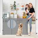 Reinforced Retractable Baby Gates with Support Rods, Retractable Gate for Babies and Pets Prevent Bottom Crawling Through, Extends up to 55” Wide, Mesh Dog Gate for The House Indoor Outdoor, Gray