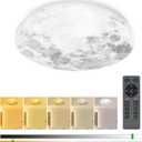 15in Dimmable Moon Ceiling Light Fixture 42W with Remote, 2700K-5000K Dimmable Flush Mount Kids Ceiling Lighting, 120V Wall Mount Moon Lamp for Kids Room, Bedroom, Study Room, Aisle, ETL Listed