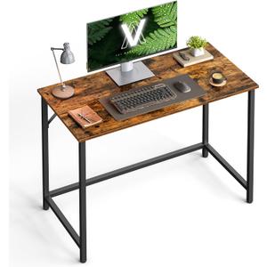 VASAGLE Computer Desk, Gaming Desk, Home Office Desk, for Small Spaces, 19.7 x 39.4 x 29.9 Inches, Industrial Style, Metal Frame, Rustic Brown and Black ULWD41X